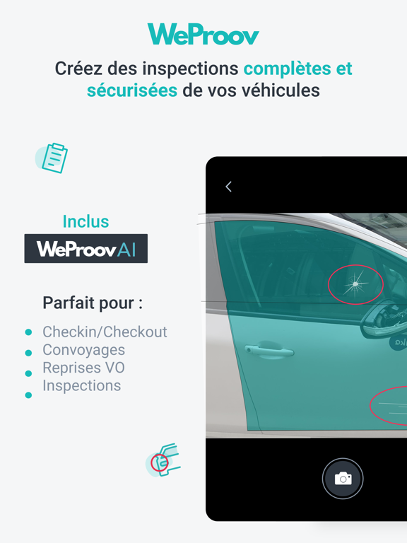 Inspection véhicule numérique WeProov avec photos horodatées